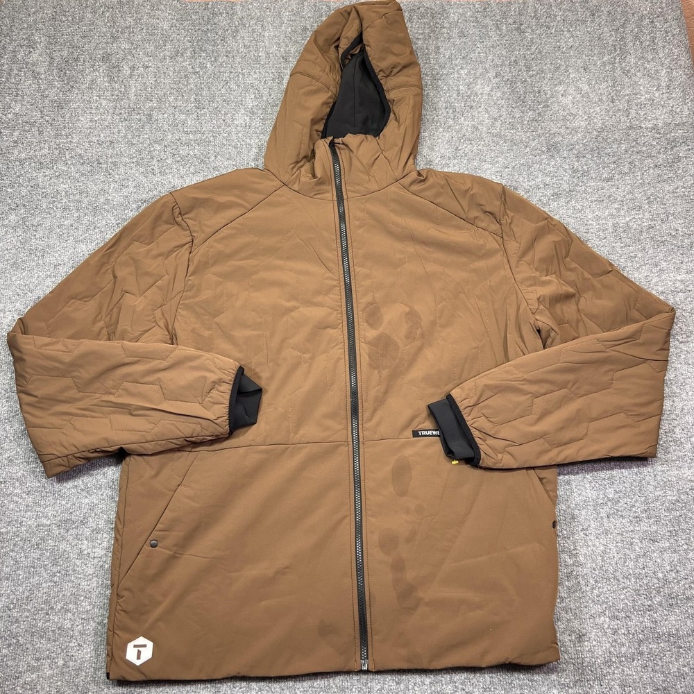 TRUEWERK Jacket Mens 2XL Brown Hooded Full Zip Insulated M3 Woobie Hoodie Winter